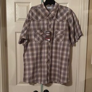 Wrangler Men's Casual Plaid Shirt - Brown and Gray